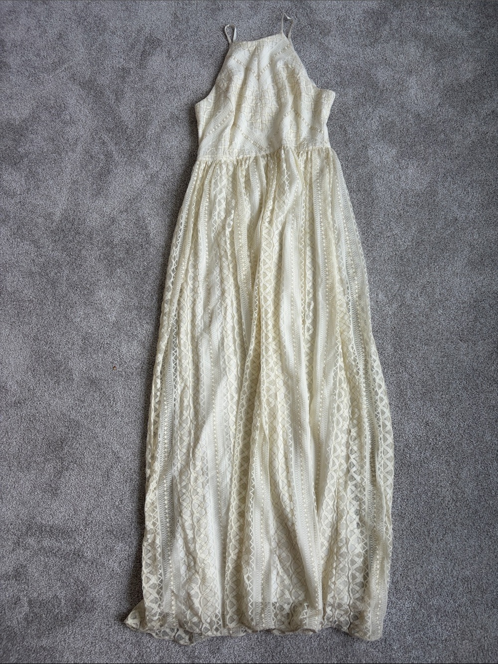 Gianni Bini Cream Lace Halter Maxi Dress